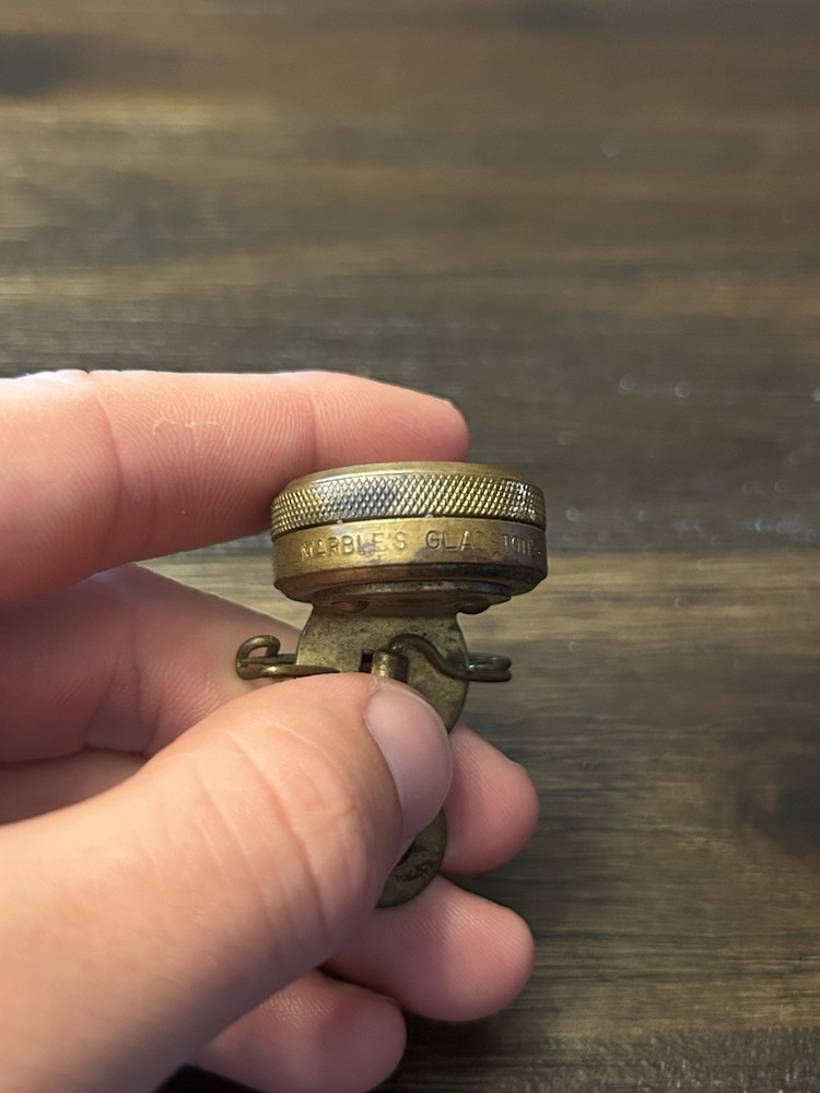Marble's Gladstone Michigan brass compass pin back