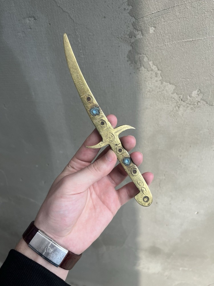 Vintage Brass Decorative Dagger with Engraved Details