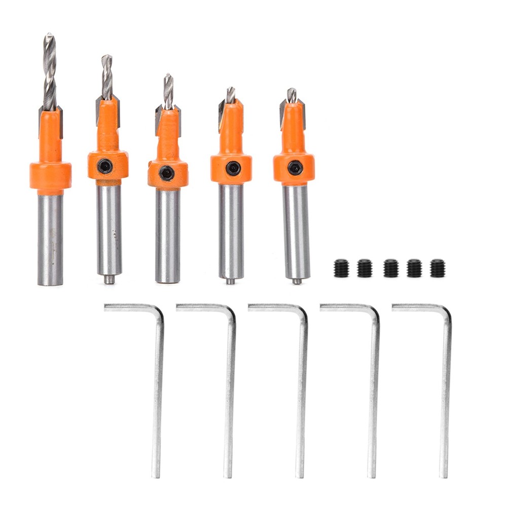 5PcsCountersink Drill Bit Woodworking Self Taping Drill Bit Carpentry Tool New