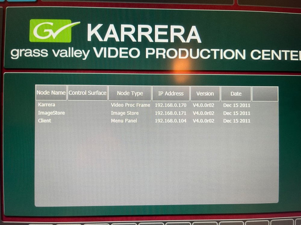 Grass Valley Kayenne Production Switcher Frame
