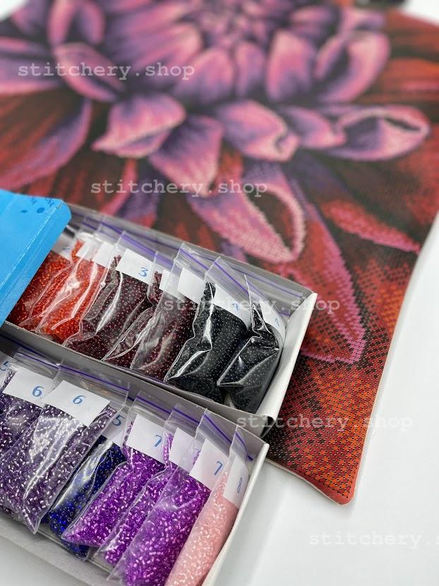 Bead embroidery pillowcase kit "Grisanthemum"