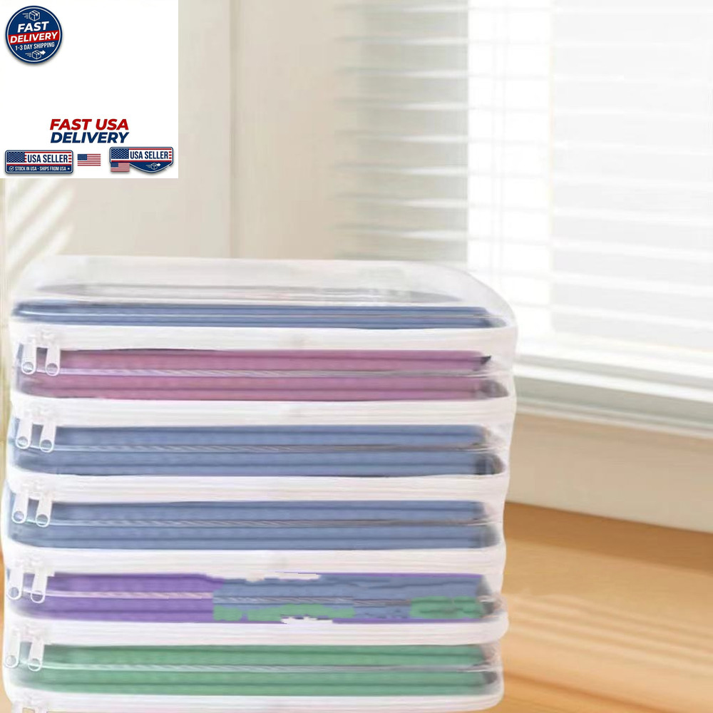 3Pc Hard Zipper Foldable Clothes Storage Bag Home Wardrobe Organizer Set