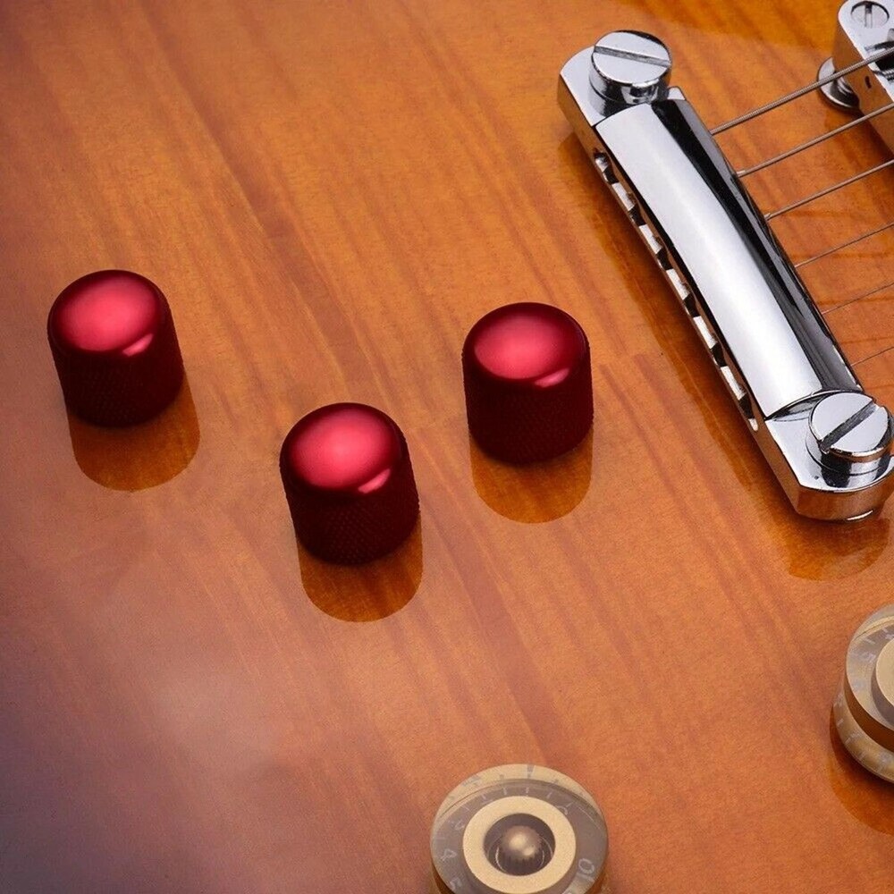 3pcs Electric Guitar Volume Tone Control Knobs Dome Metal Potentiometer Caps b