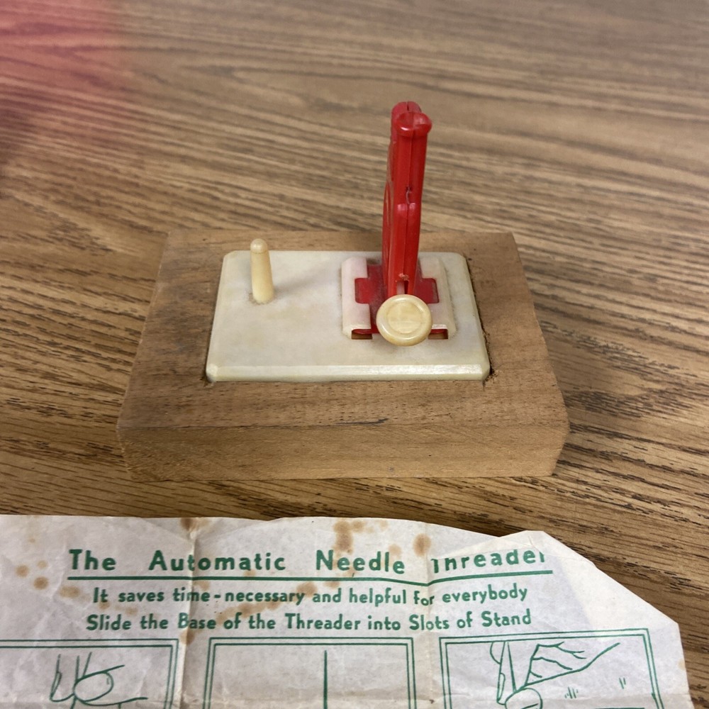 Witch Automatic Needle Threader with instructions Vintage two piece set