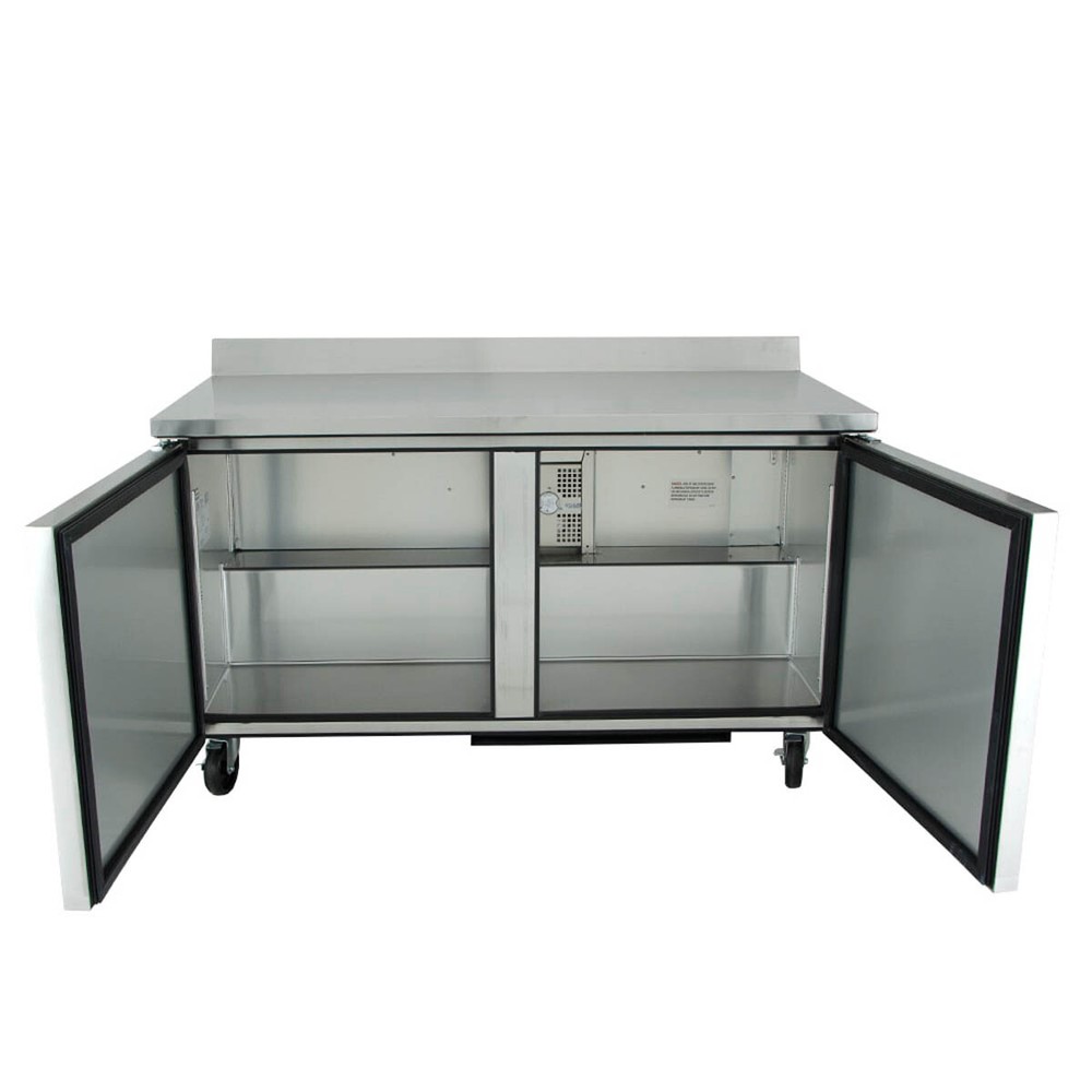 True TWT-60-HC 60" Solid Two Door Worktop Refrigerator, 16 Cu. Ft.