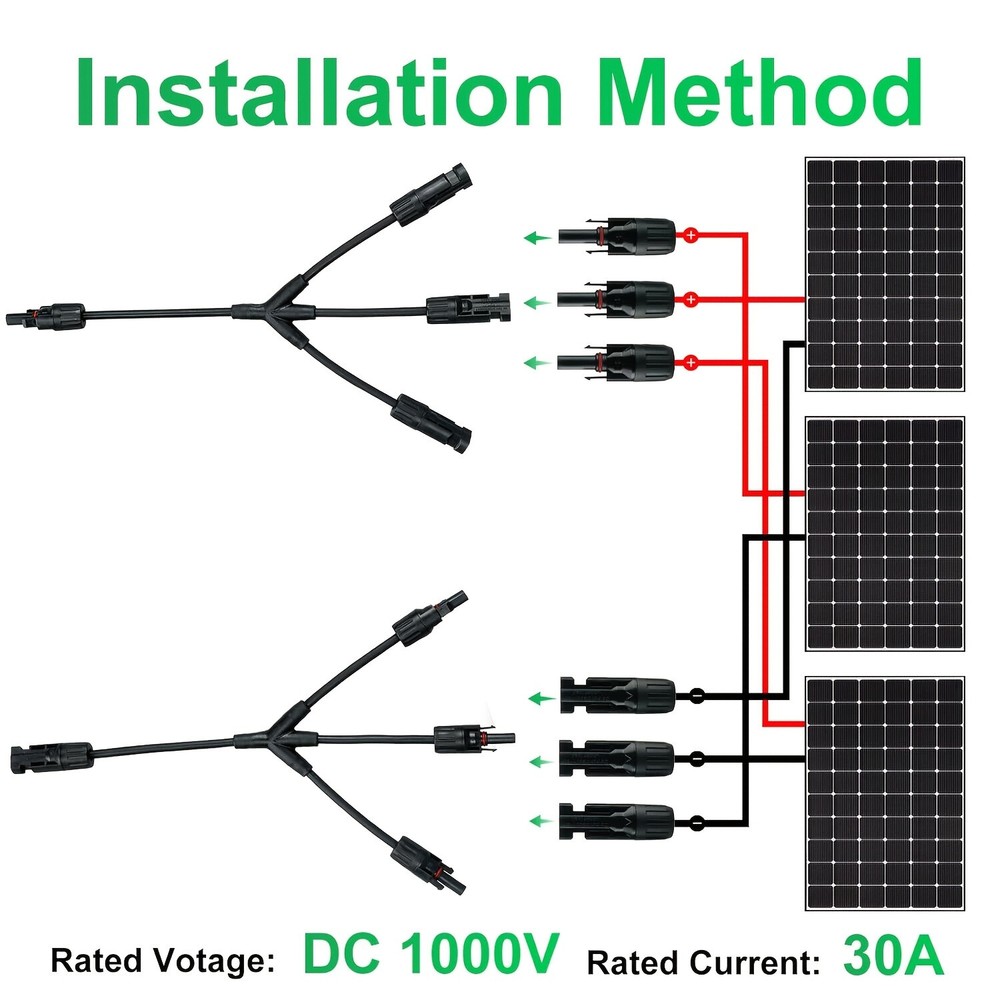 Solar Connectors Solar Panel Parallel Wires 1 to 3 Solar Adapter Cable
