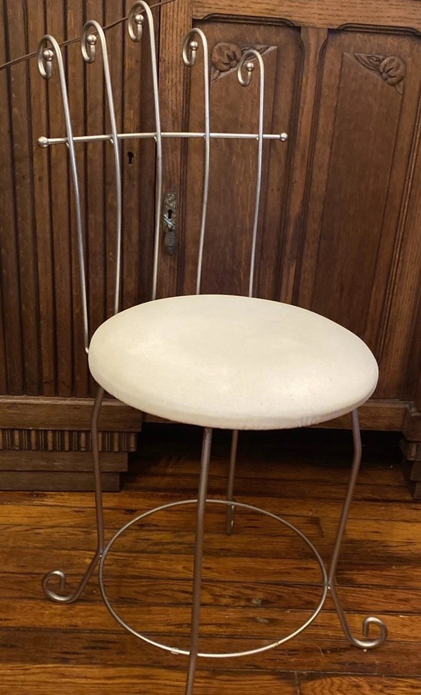 Vintage IRON WIRE VANITY CHAIR STOOL