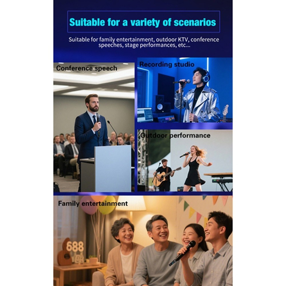 UHF Microphone System Adapter XLR Transmitter and Receiver for Dynamic2373