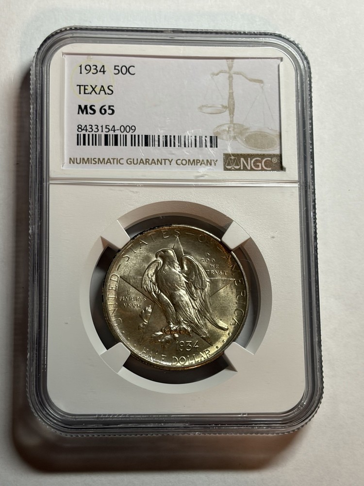1934 TEXAS COMMEMORATIVE SILVER HALF DOLLAR NGC MS65