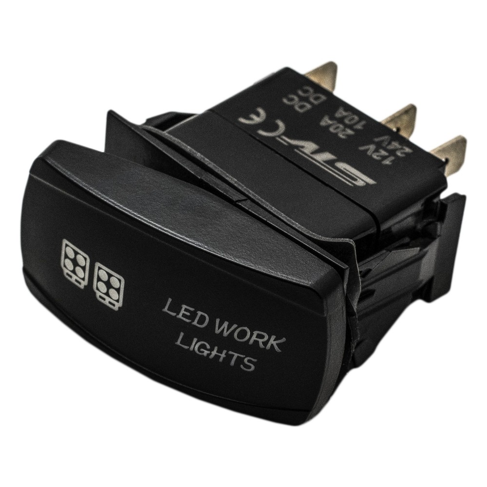 BLUE Dual LED Back-lit Rocker Switch Laser Etched 20A LED WORK LIGHTS Horizontal