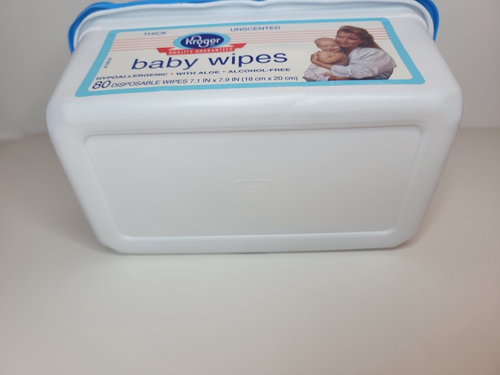 Baby Wipes Container Kroger Vintage EMPTY Blue and white