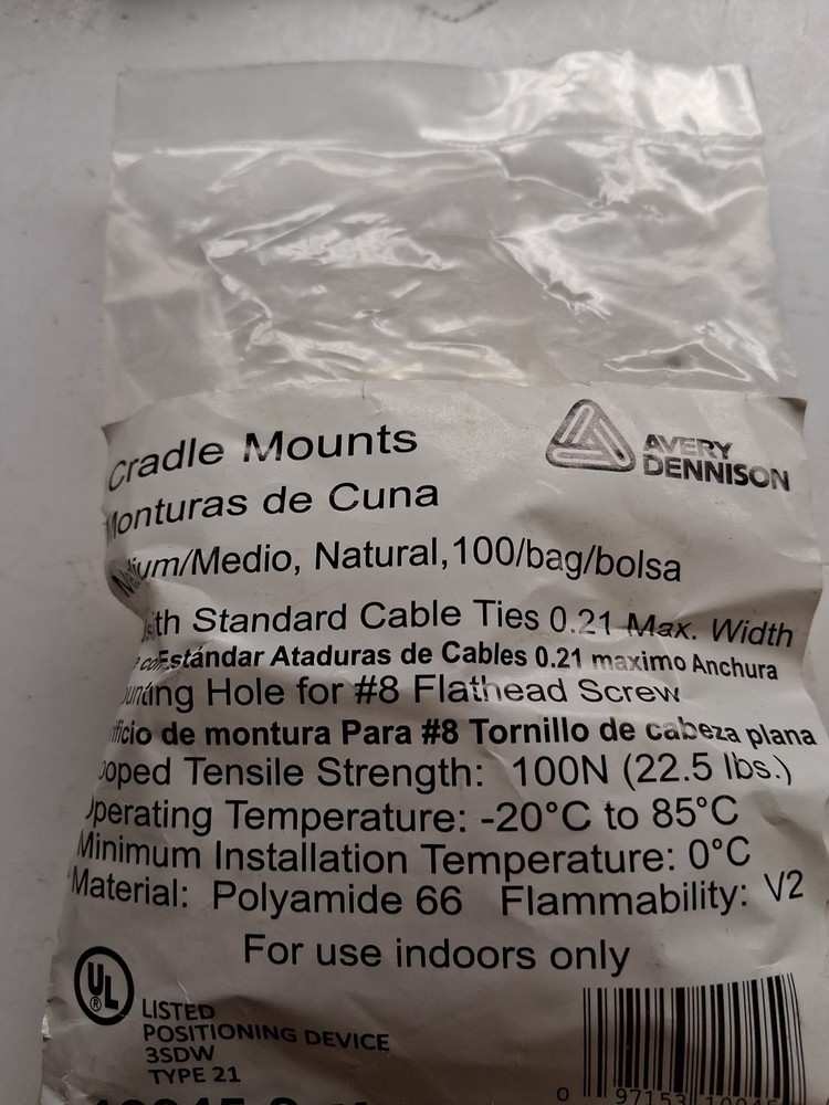 AD - 10045-2 - Cable Tie, Cradle Mounts Medium 8, Natural - 100EA