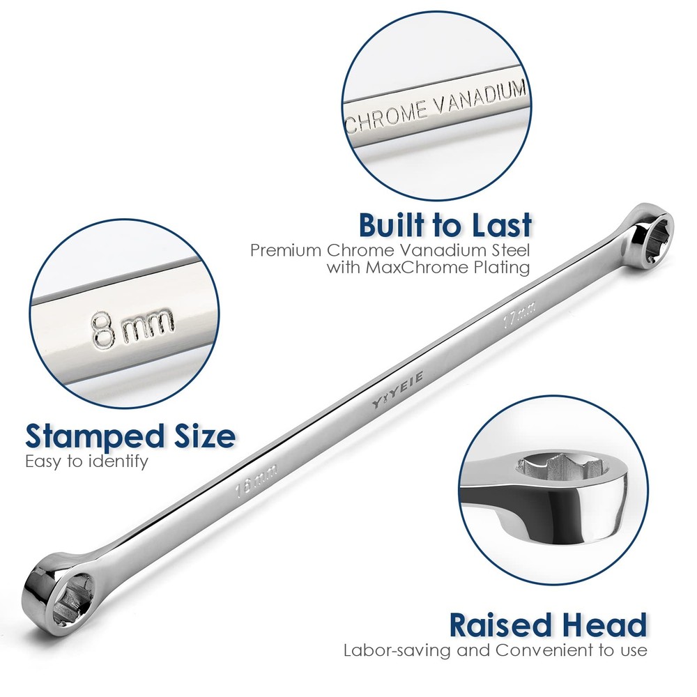 YIYEIE 5-Piece Extra Long Box End Wrench Set, | Extractor