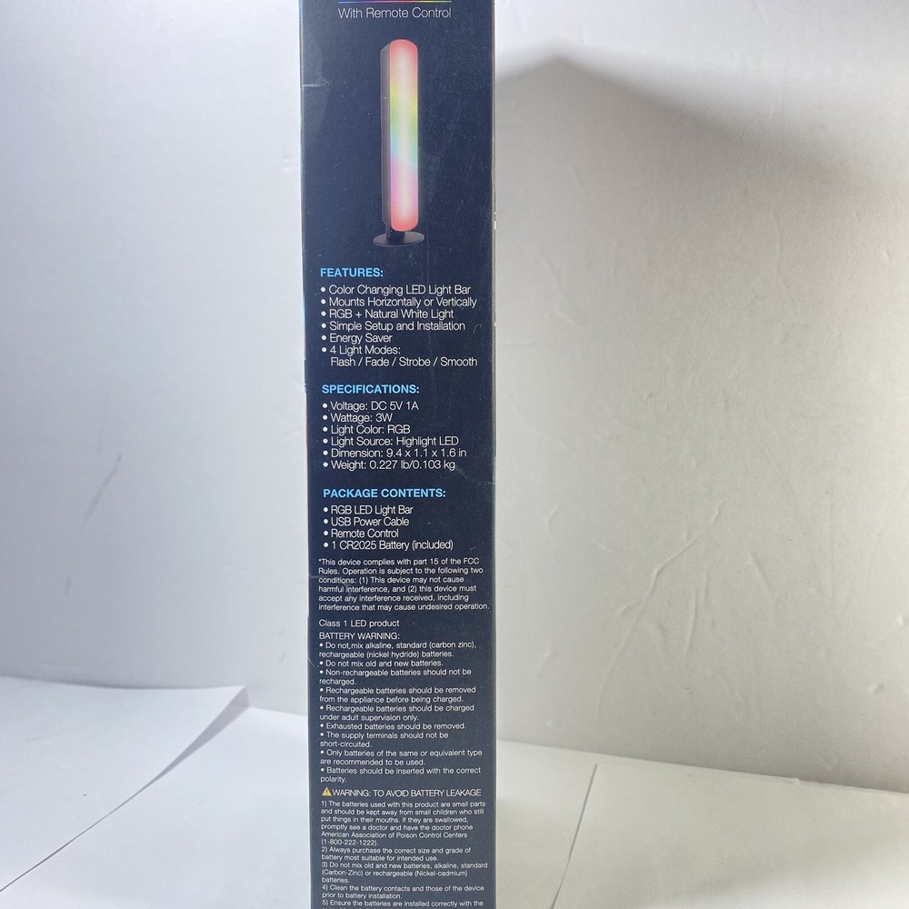 Vibe Multicolor LED Light Bar With Remote Control 4 Light Modes
