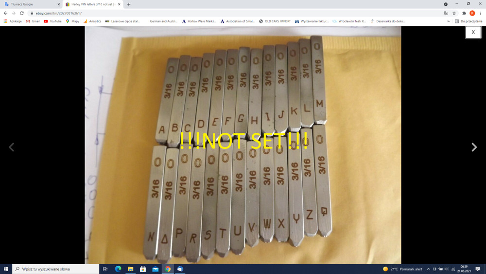 Harley  VIN letters  3/16  not set