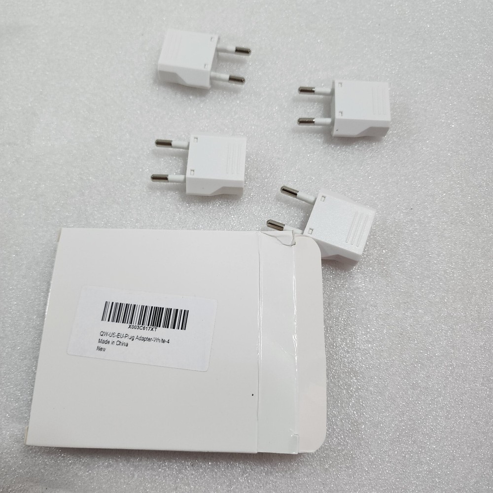 US-EU Plug Adapter White - 4 Pack