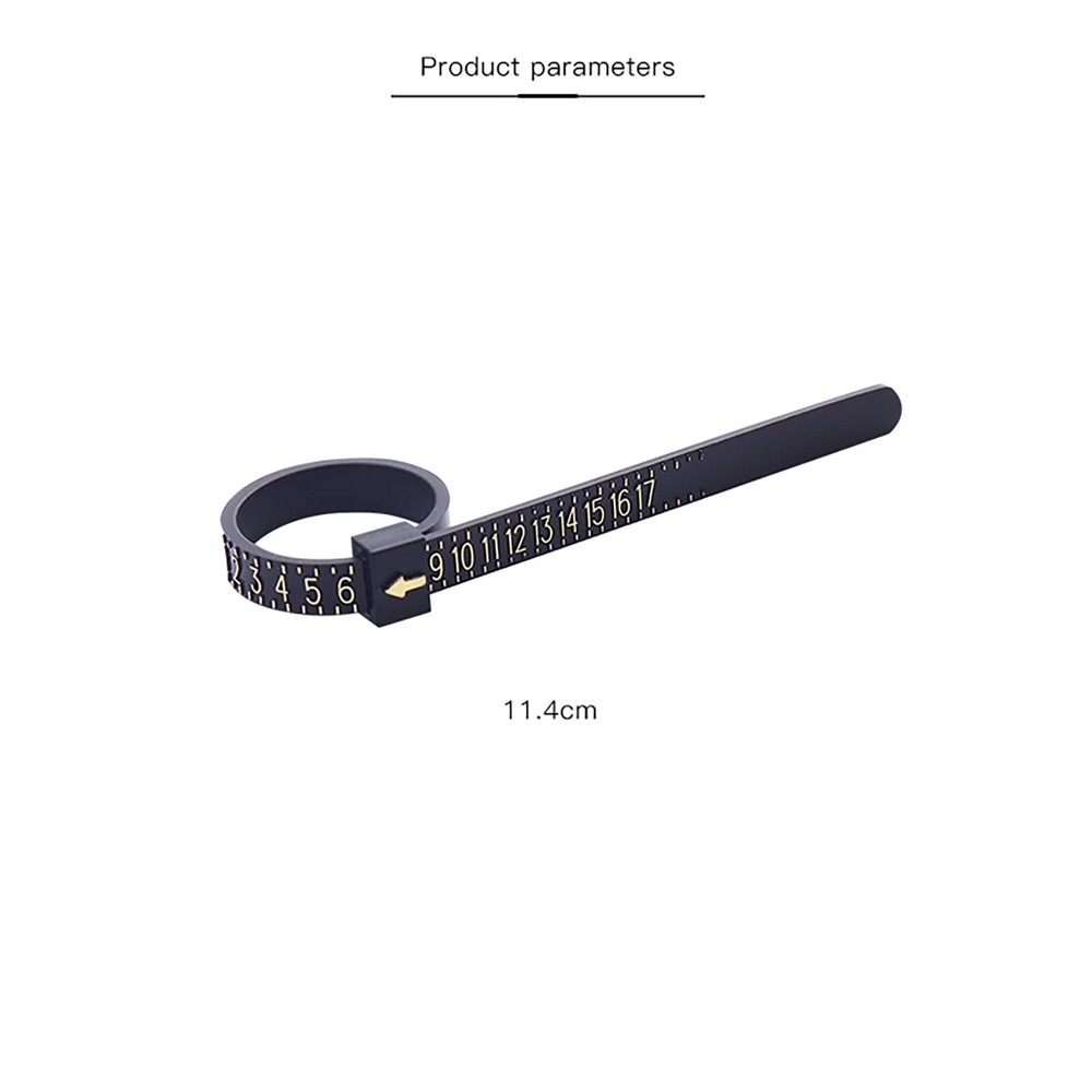 1 Pack US Ring Sizer Measuring Gauge, 1-17 Rings Size, Plastic Black