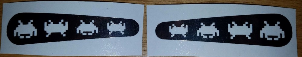 SPACE INVADERS CHROME PINBALL FLIPPER DECALS from METAL-MODS CHROME CAPS