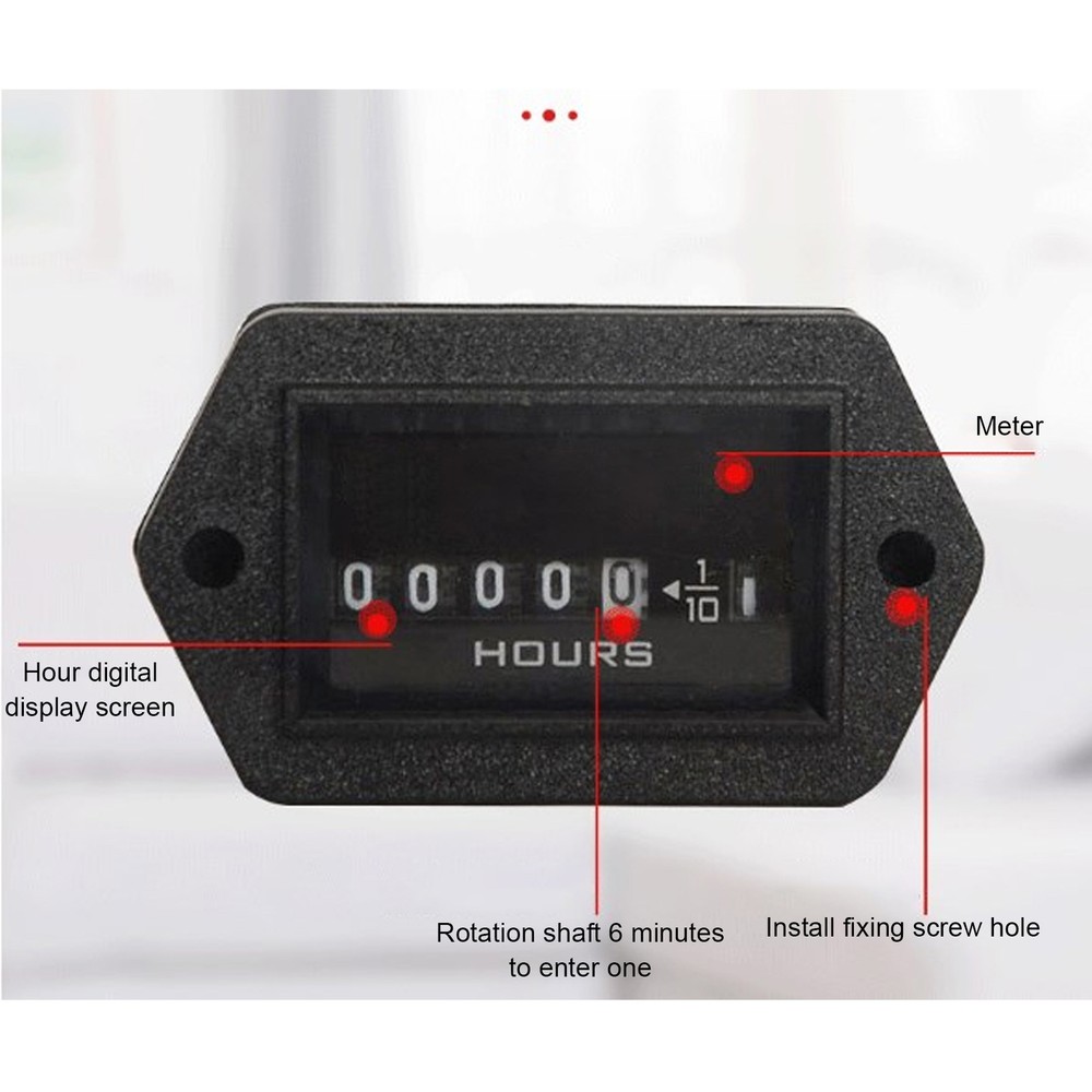 Mechanical Hour Meter Quartz Hourmeter For Construction Vehicle 12‑36VDC