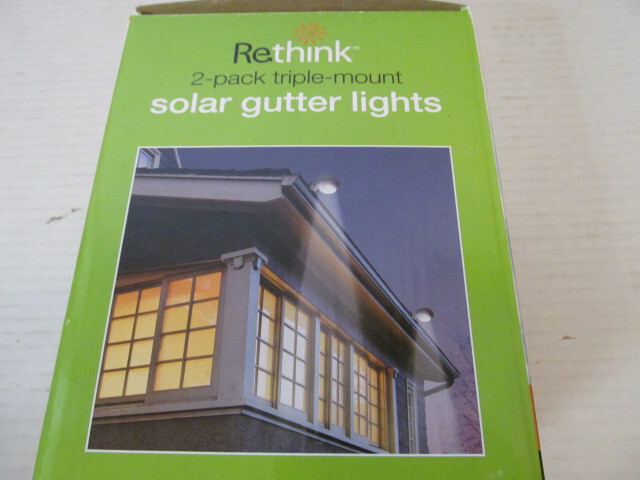 Rethink 2-Pack Triple-Mount Solar Gutter Lights, Super-Bright LEDs, White