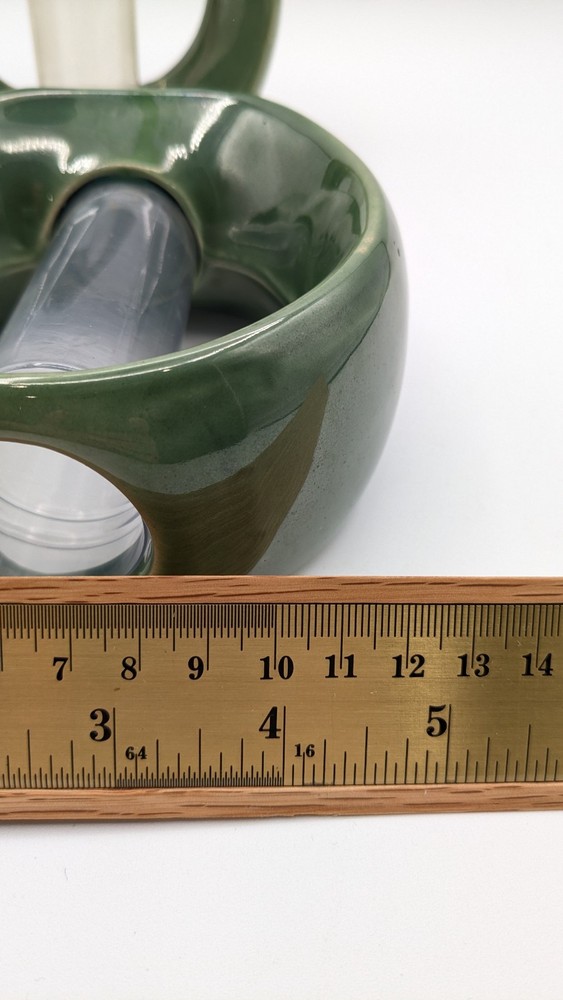 Vtg Ceramic Circular Bamboo Planters with Plastic Inserts Embossed Leaf Design