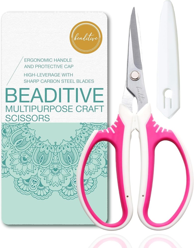 Beaditive Multipurpose Craft Scissors - High-Leverage Crafting Scissors with Sha
