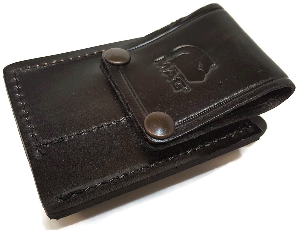 Black Leather Folding Blade Belt Holster Pouch