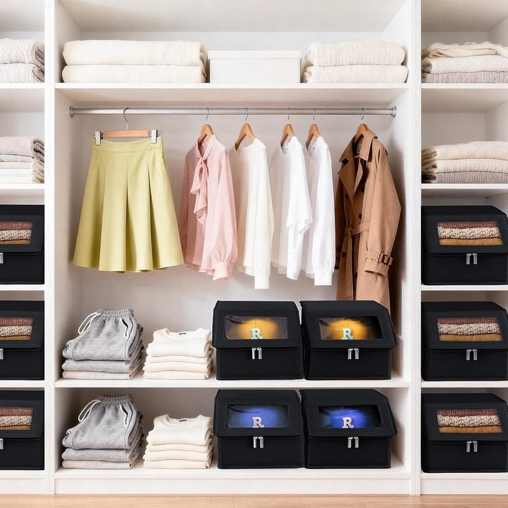 2 Pack Stackable Hat Storage Baseball Caps Holds 28 Caps Closet Organizer Box W/