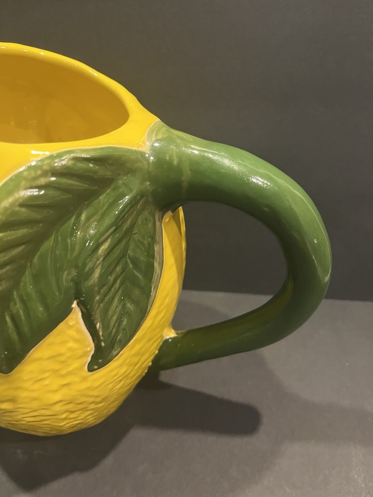 Hand Painted Lemon Shaped Pitcher 9”