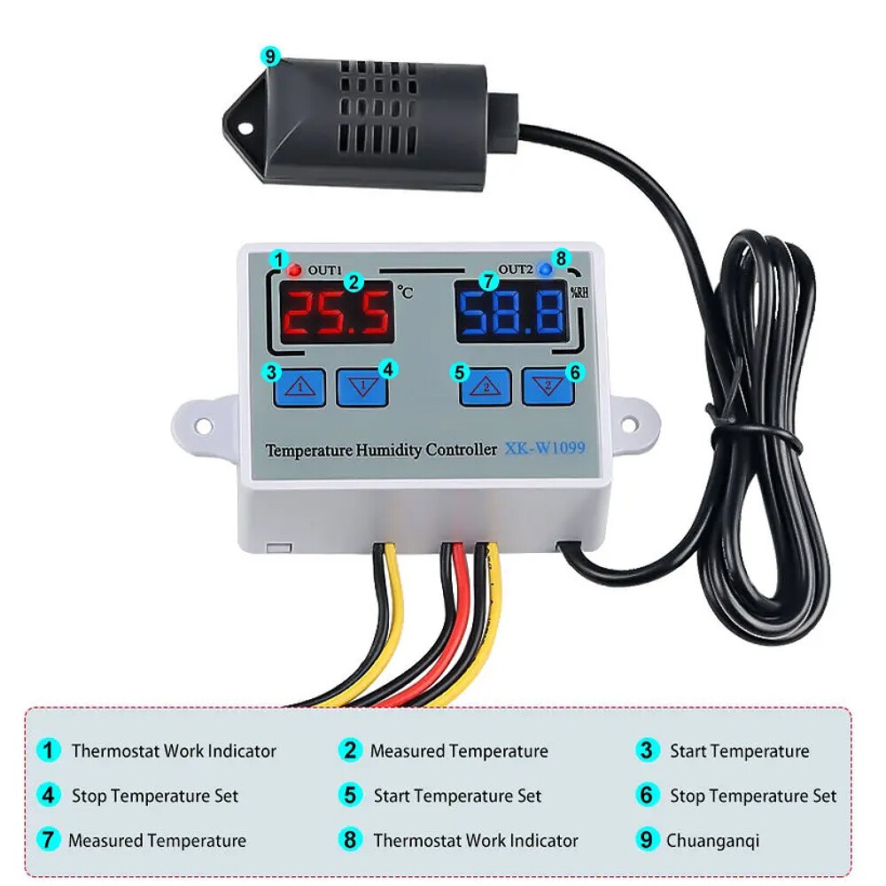 for W1099 digital controller for precise temperature and humidity control