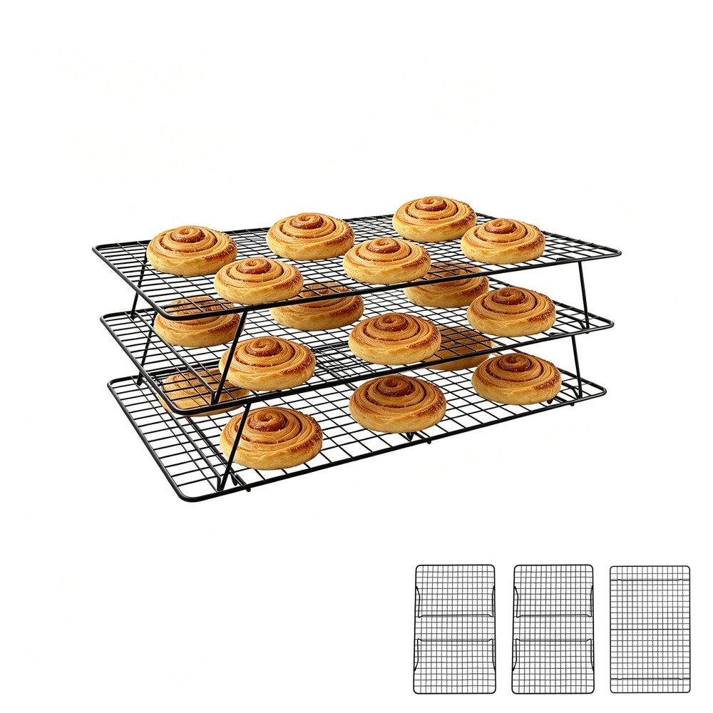 Cooling Rack, 3 Tier Stackable Cooling Racks for Cooking Baking Roasting, Mul...
