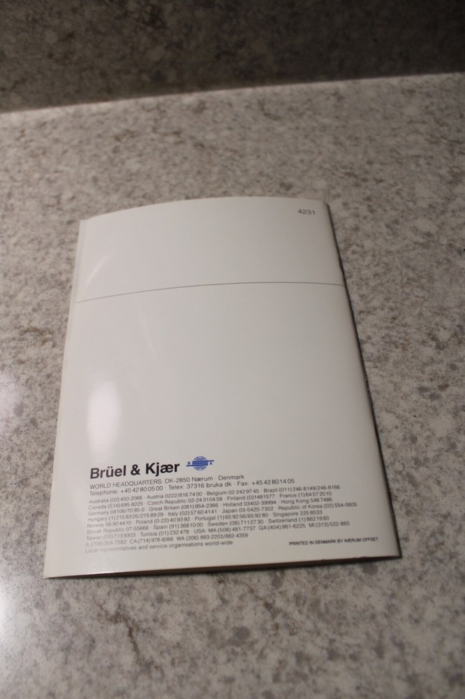 Bruel & Kjaer Technical Documentation Manuel For 4231 sound level calibrator
