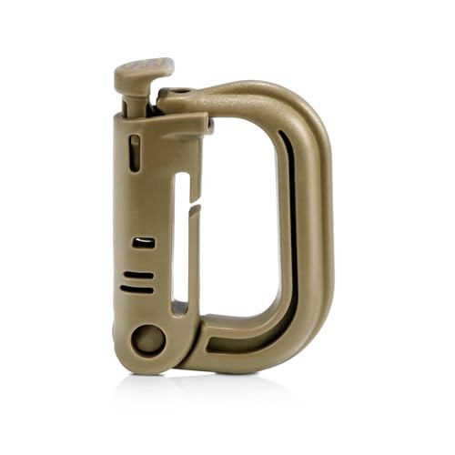6 Pack 2.12“ Tactical Locking D Ring Plastic Carabiner Backapck LightKhaki