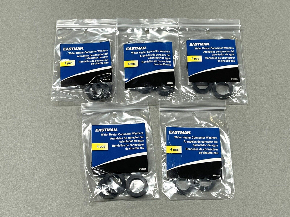 New Lot of 5 Eastman 4-Pk Water Heater Connector Gasket, 3/4-In 60228 Ships FREE