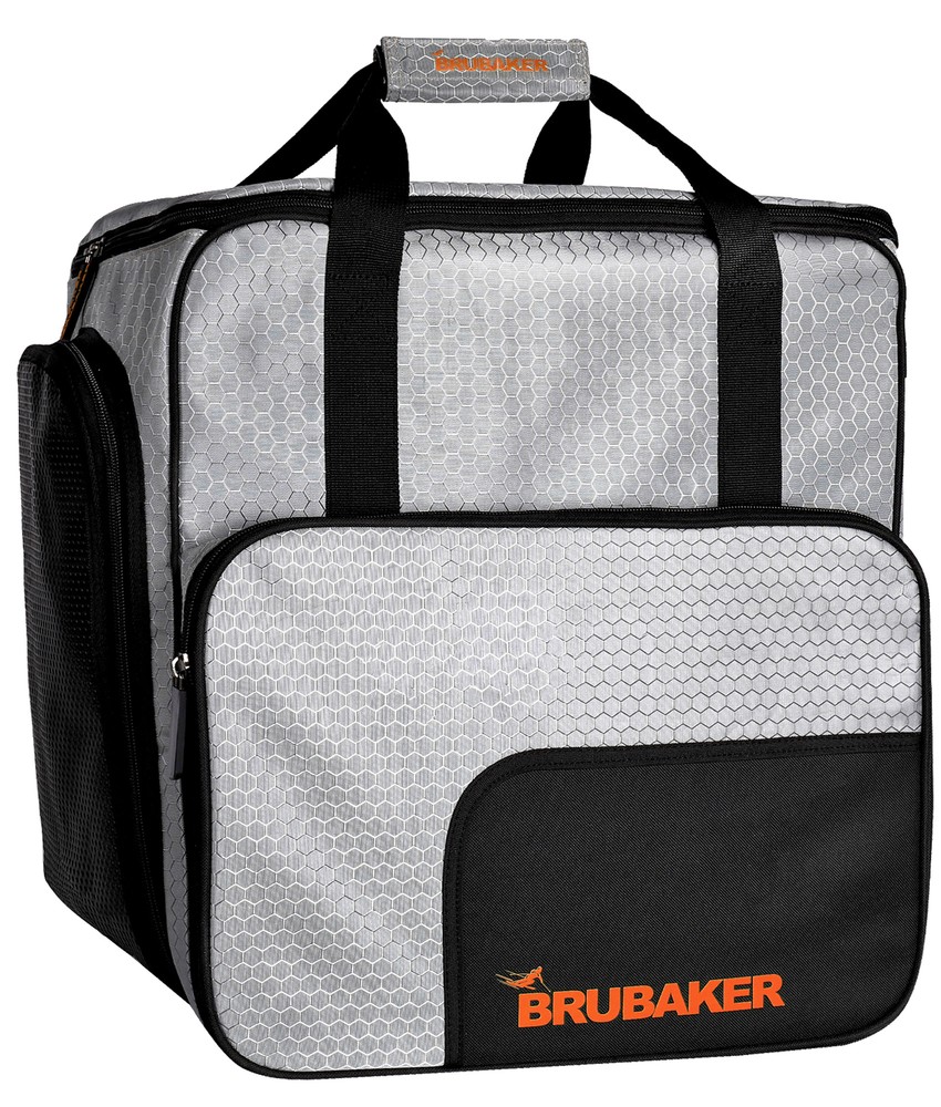 BRUBAKER Ski Bag Combo Tec Pro - Boot Bag and Ski Bag - Silver/Orange