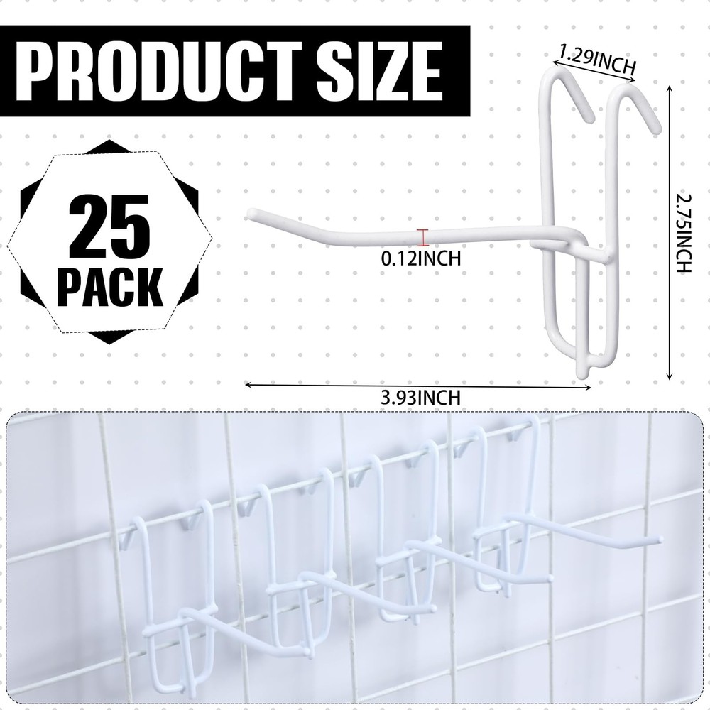 4 Inch Grid Wall Hooks 25 Pcs Gridwall Panel Hooks Garage Wall Mount Organize...