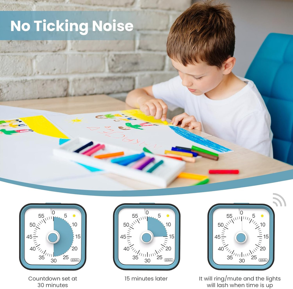 Visual Timer for Kids with Pause Function, 60 Minute Countdown Timer for Kids De