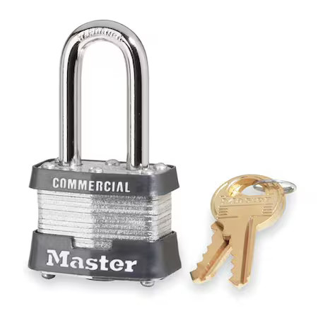 Master Lock 3Kalf Padlock, Keyed Alike, Long Shackle, Rectangular Steel Body,