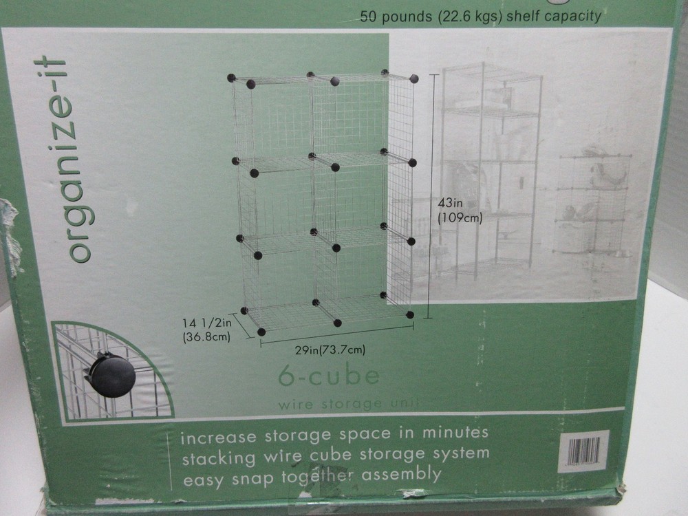 Floor Standing 6 Cube CHROME Storage Unit Garage Office Organizer