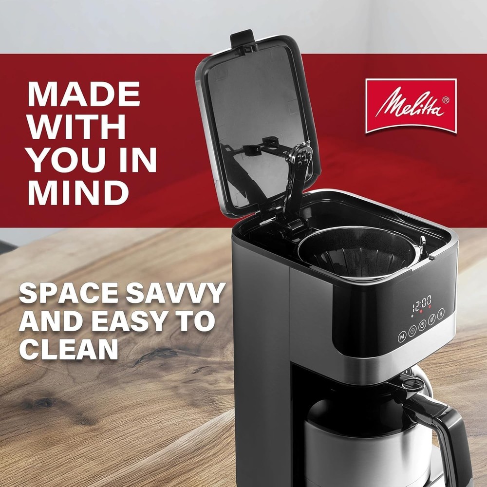 Melitta Aroma Tocco Thermal 8-Cup Programmable Drip Coffee Maker with Filters