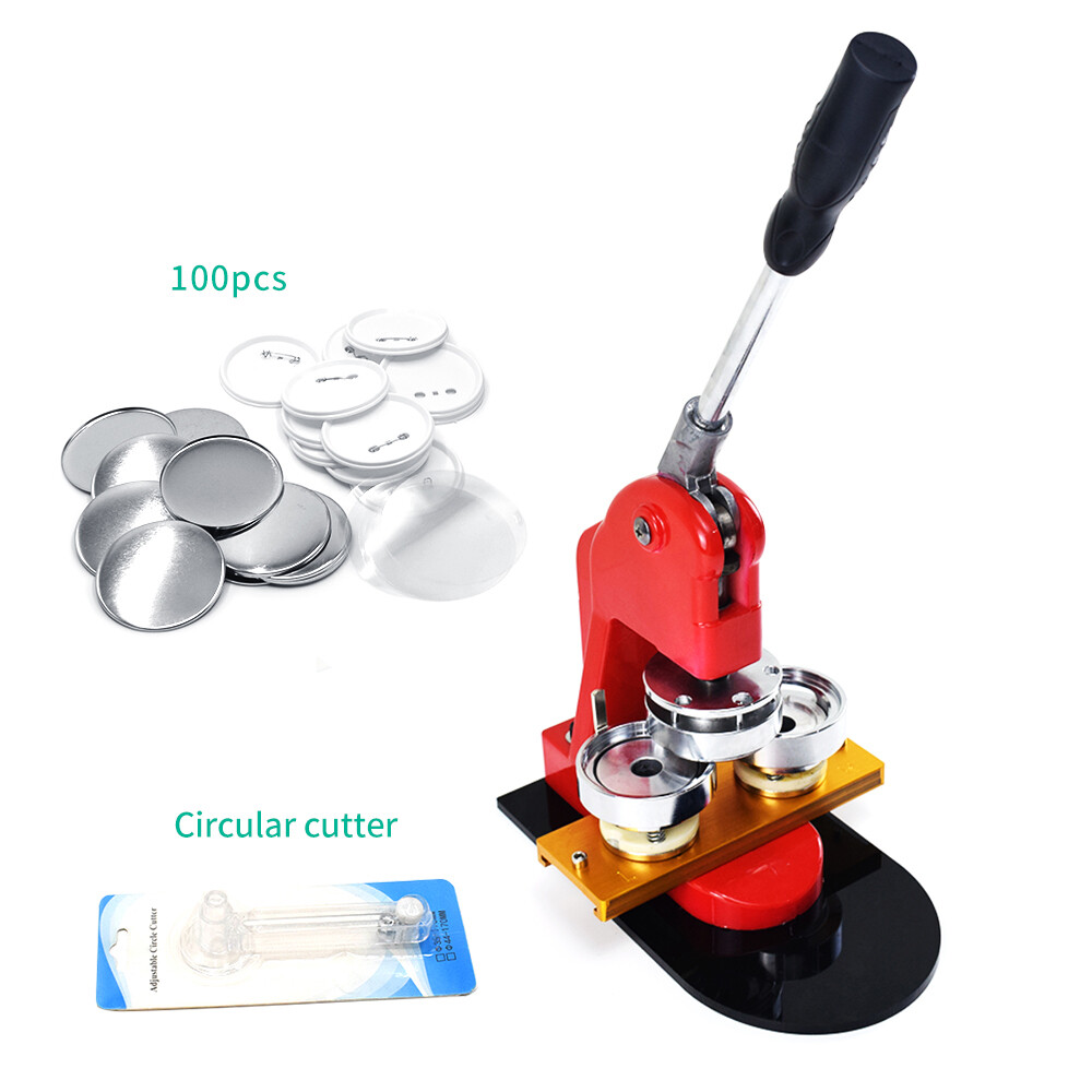 DIY Button Badge Maker Machine Hand Punch Press +Circle Cutter Craft Tool 58/37