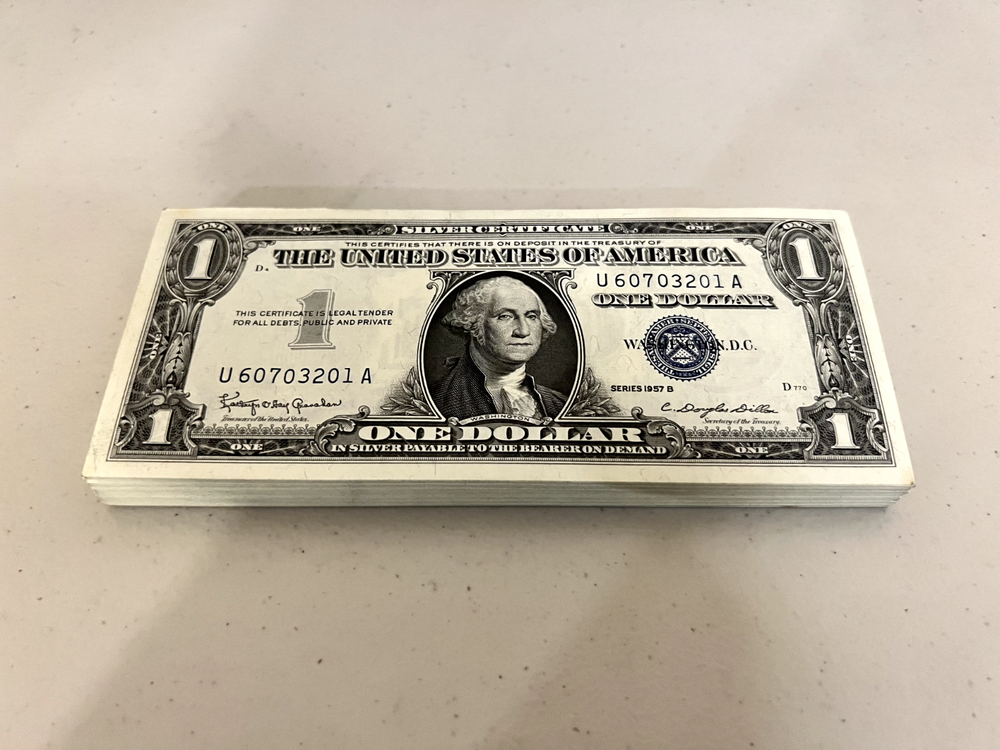 Consecutive 1957 One Dollar Blue Seal Note Silver Certificate Bill $1 Sequential