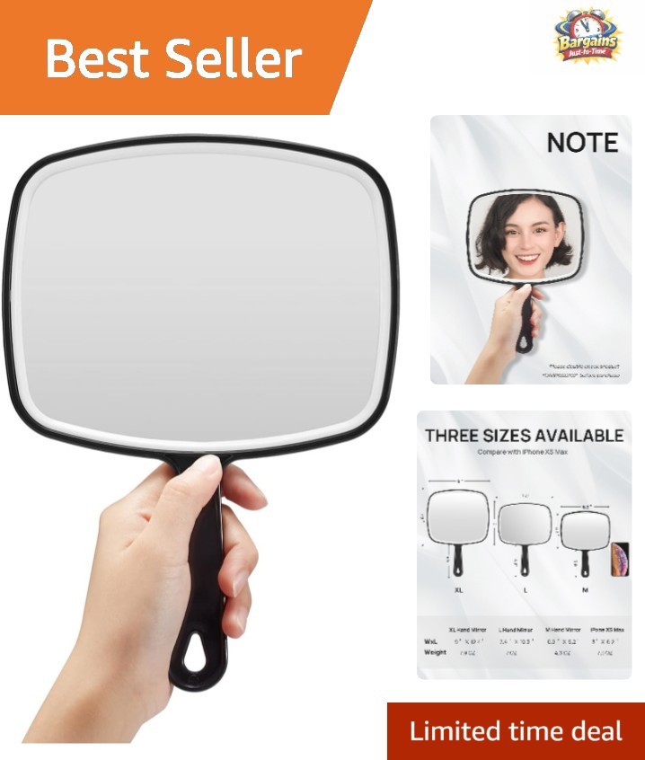 Foldable Hand Mirror - Black Classic Design with No Distortion, Includes Comb
