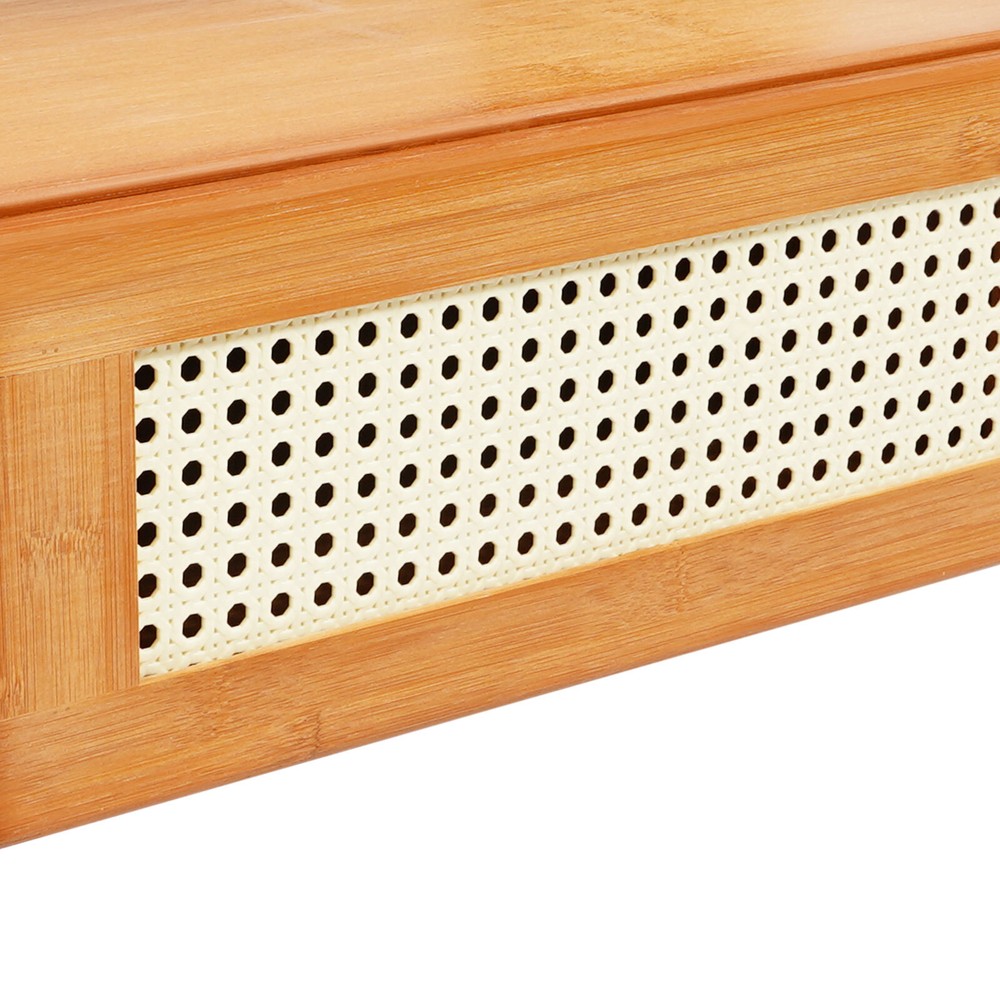 Bamboo Bedside Table, Trapezoidal Sofa Side Table, Bedside Table with Drawer