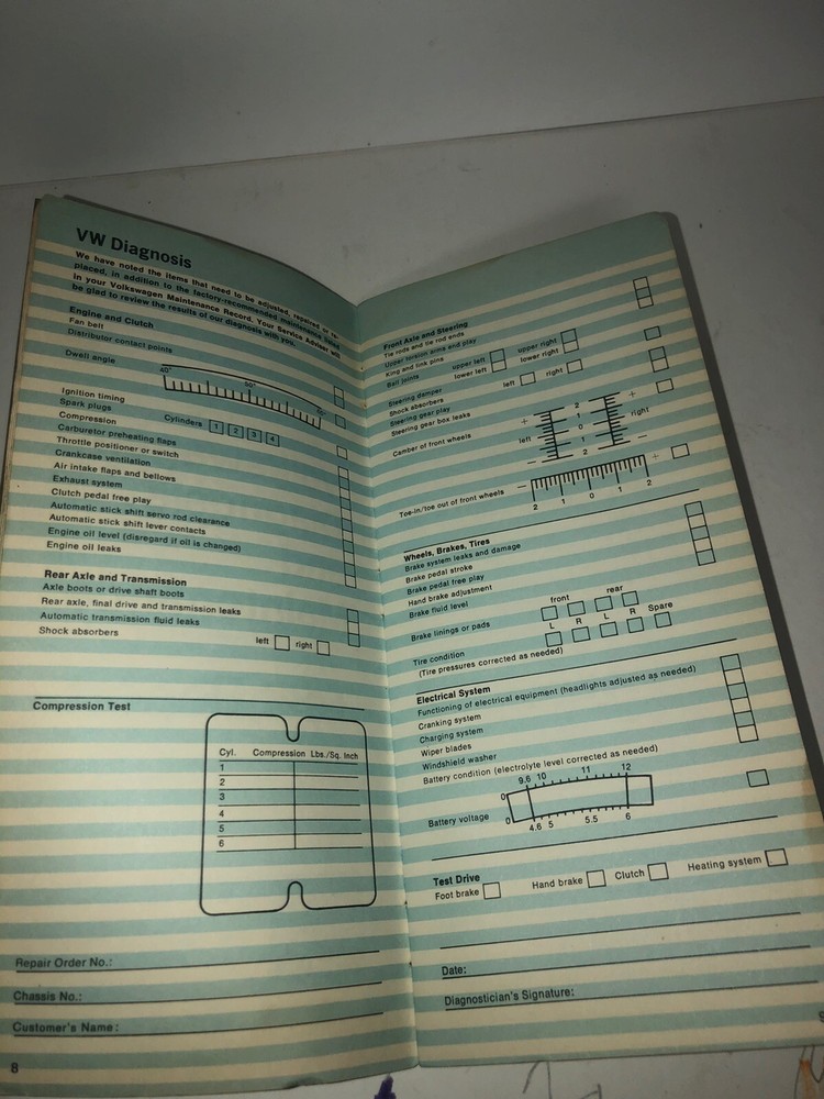 Volkswagen Maintenance Records Booklet