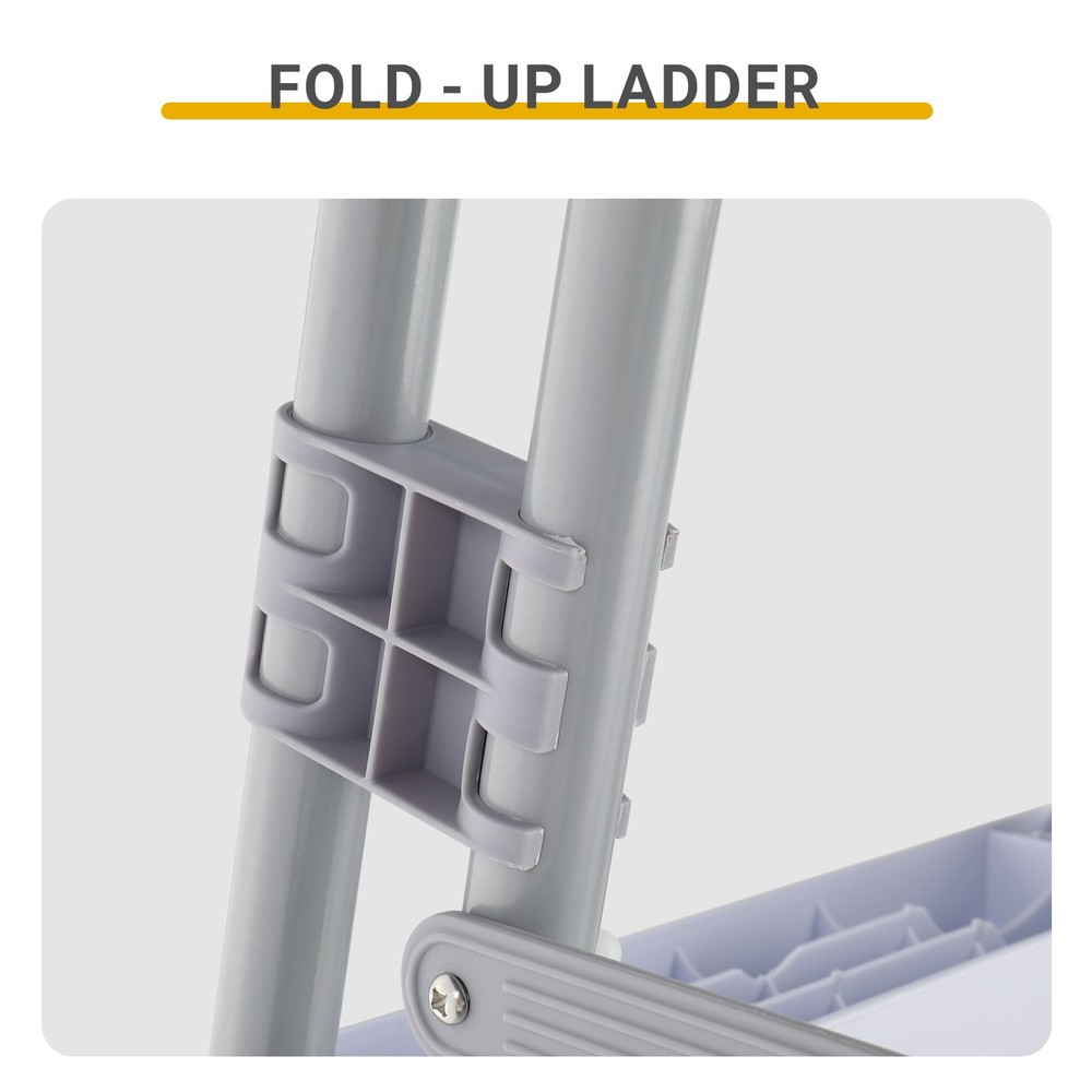 52" 4-Step Pool Ladder, Iron Grey Frame & White Steps, Safety Design