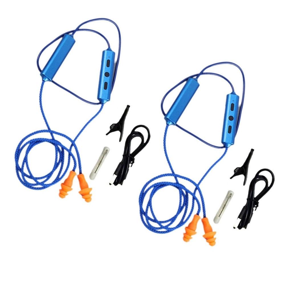 Durable 2-Set Blue Bluetooth Earplugs for Hearing Protection Noisy Environment
