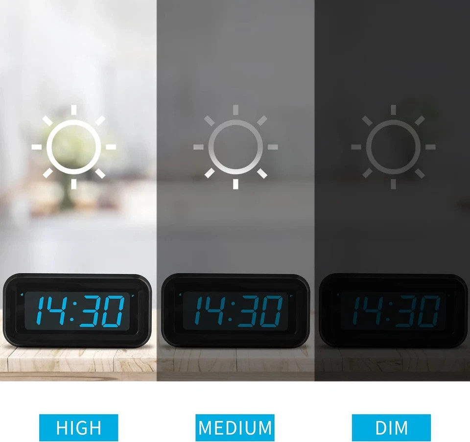 KWANWA Alarm Clock, Digital Clock, Constantly 1.2'' LED Blue Digits Display