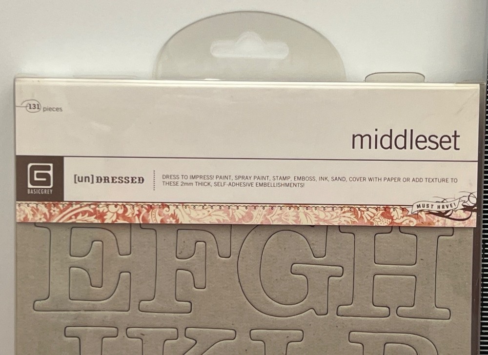 BasicGrey Undressed Chipboard Alphabet Set Middleset W SELF ADHESIVE BACKING