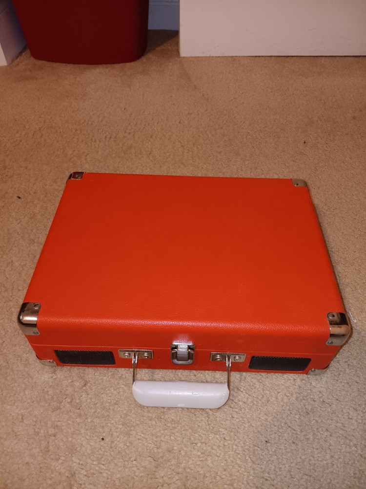 Crosley Bluetooth Suitcase Record Player Orange RCA & Headphone Outputs